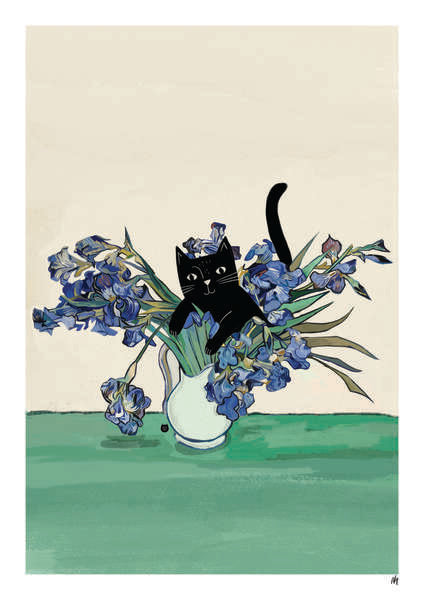 Vincat Iris Cat Art Print