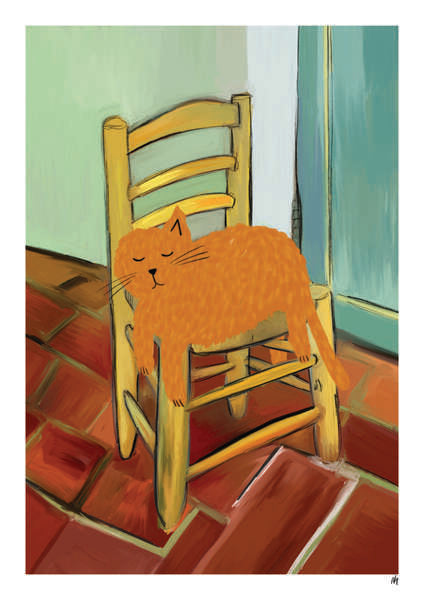 Vincat Cat on Chair Art Print