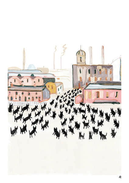 Meowry Cats at Work Art Print