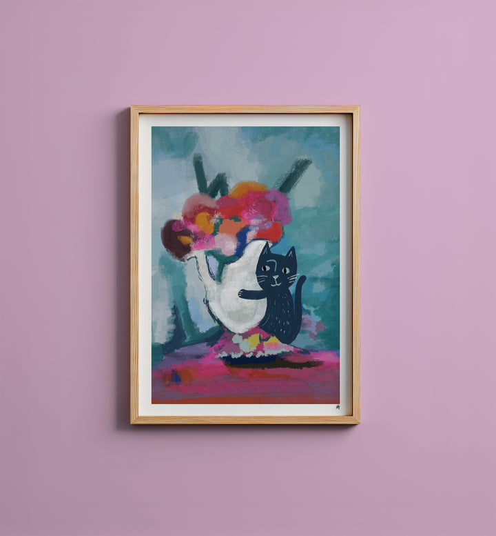 WS-Flowers and Catisse Art Print