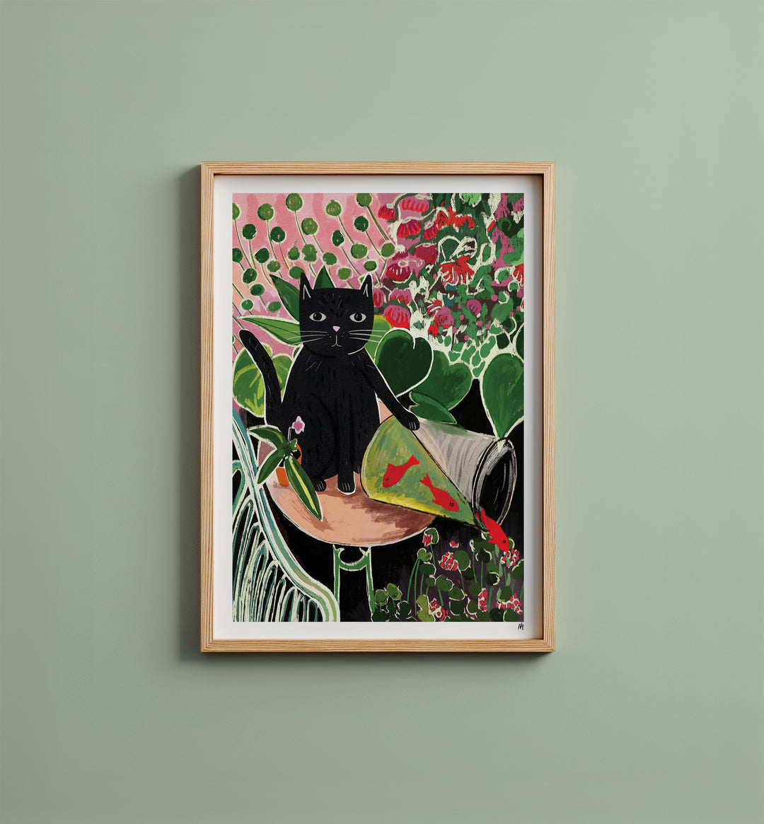 WS-Catisse and the Goldfish Cat Art Print