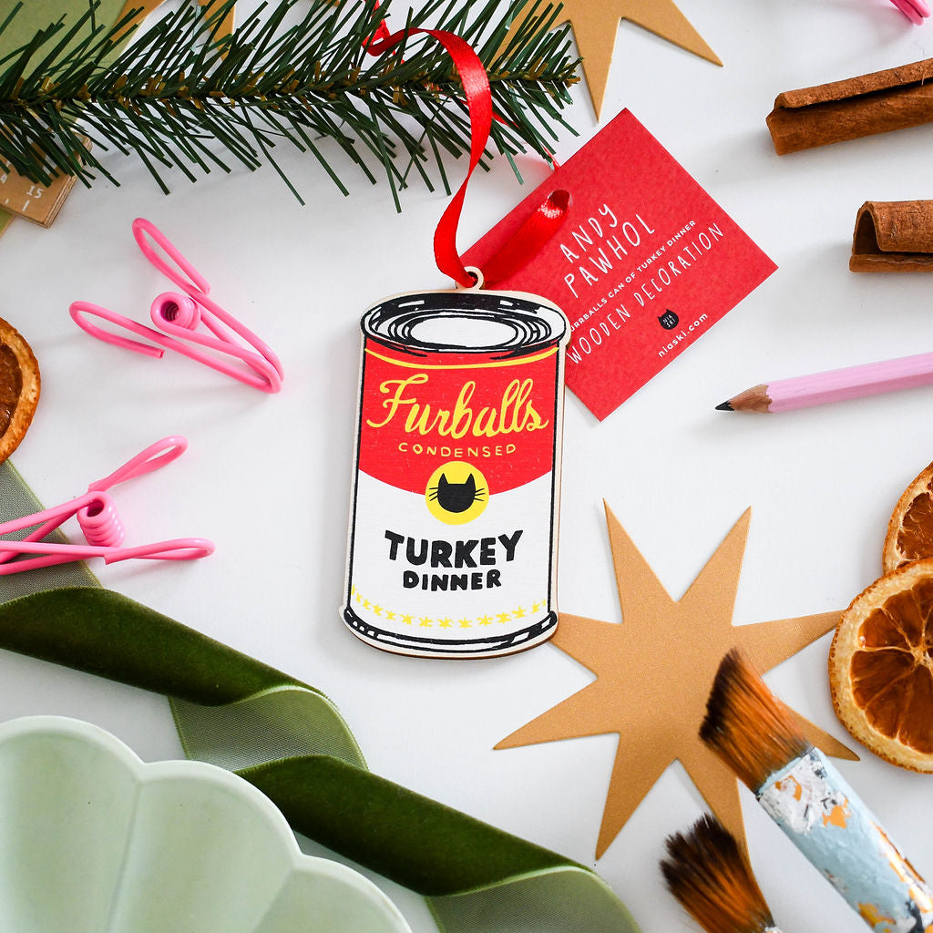 Andy Pawhol Can of Turkey Dinner, Wooden Decoration