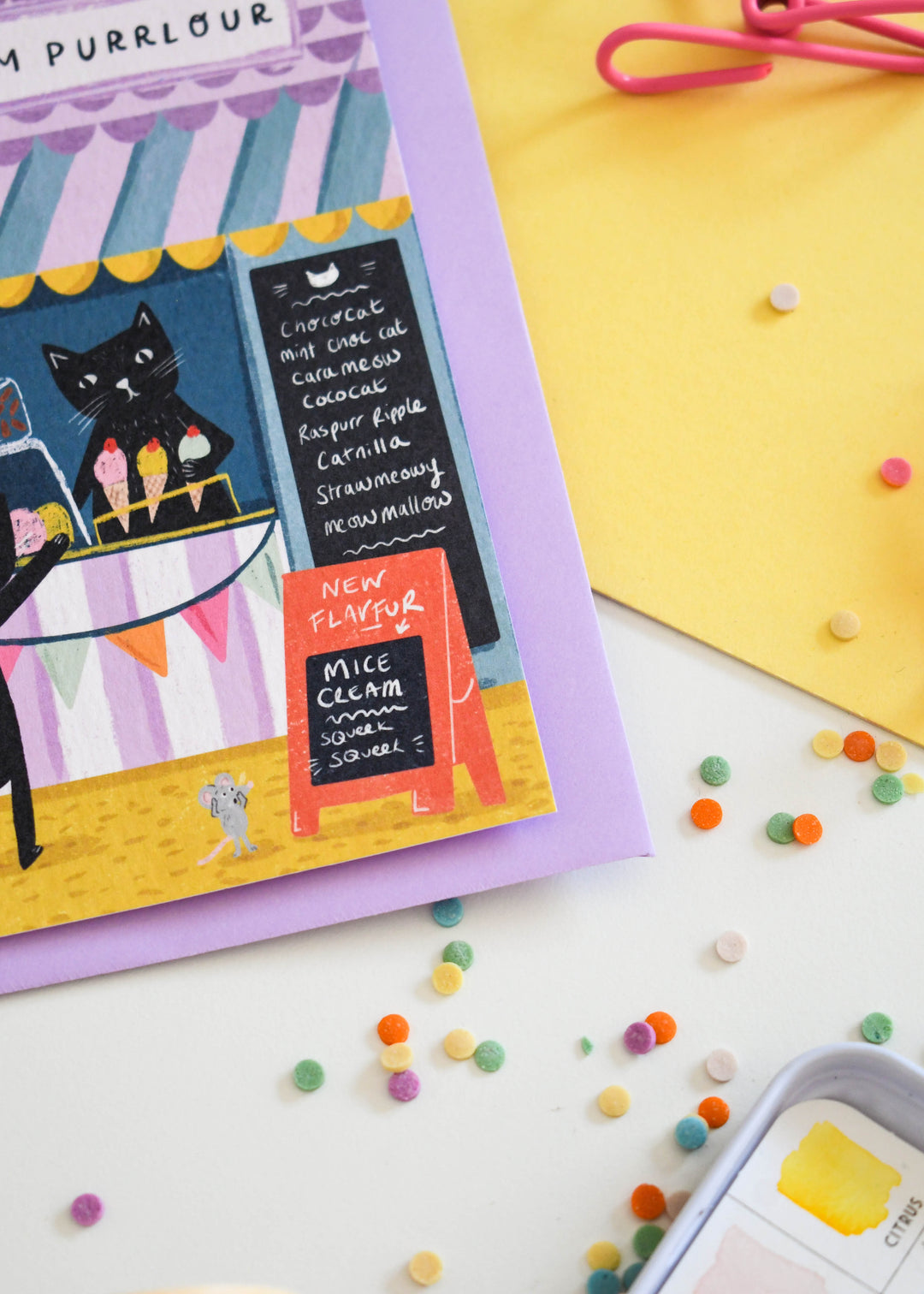 Ice-cream Purrlour Cat Card