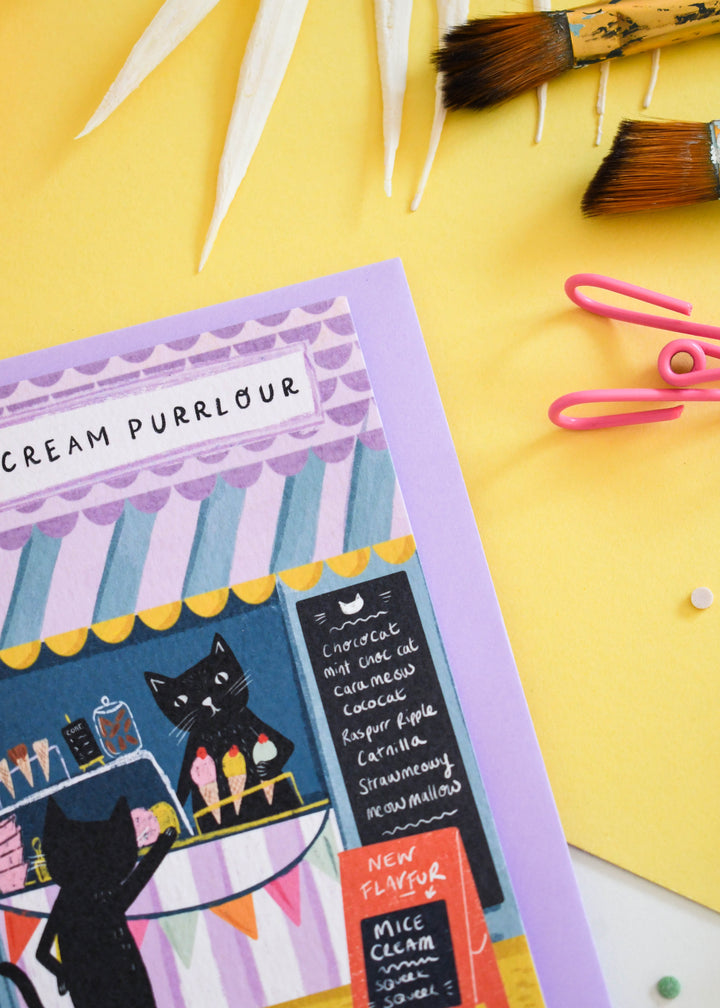 Ice-cream Purrlour Cat Card
