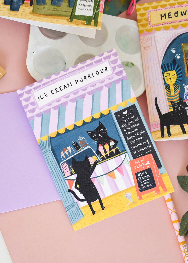 Ice-cream Purrlour Cat Card