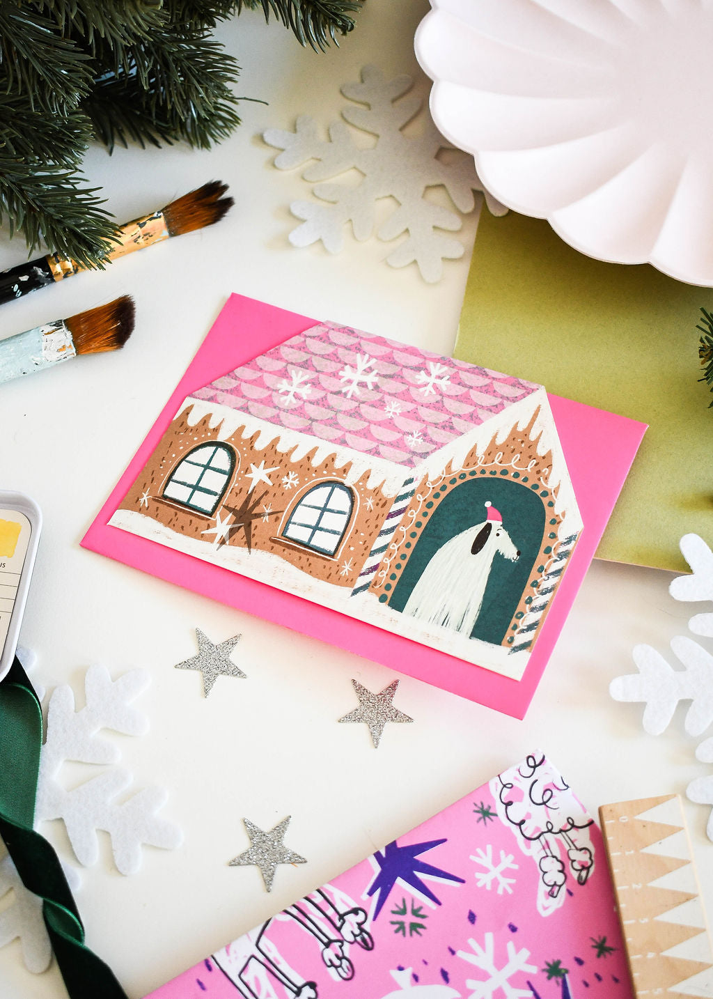 Gingerbread Dog house Christmas Card