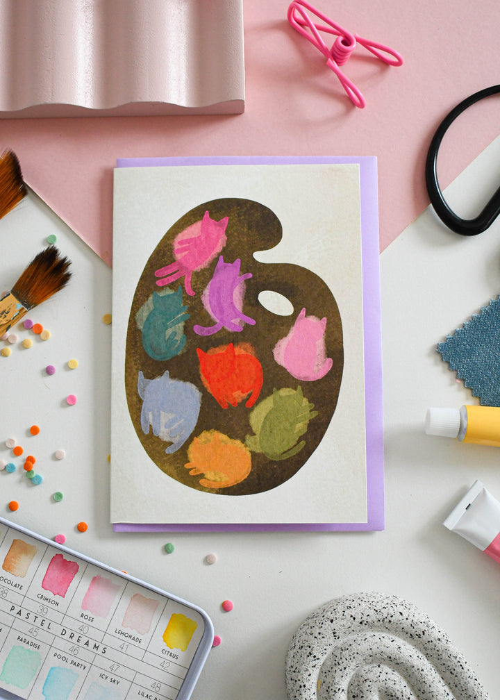 Purr-fect Mix Paint Palette Cat Card
