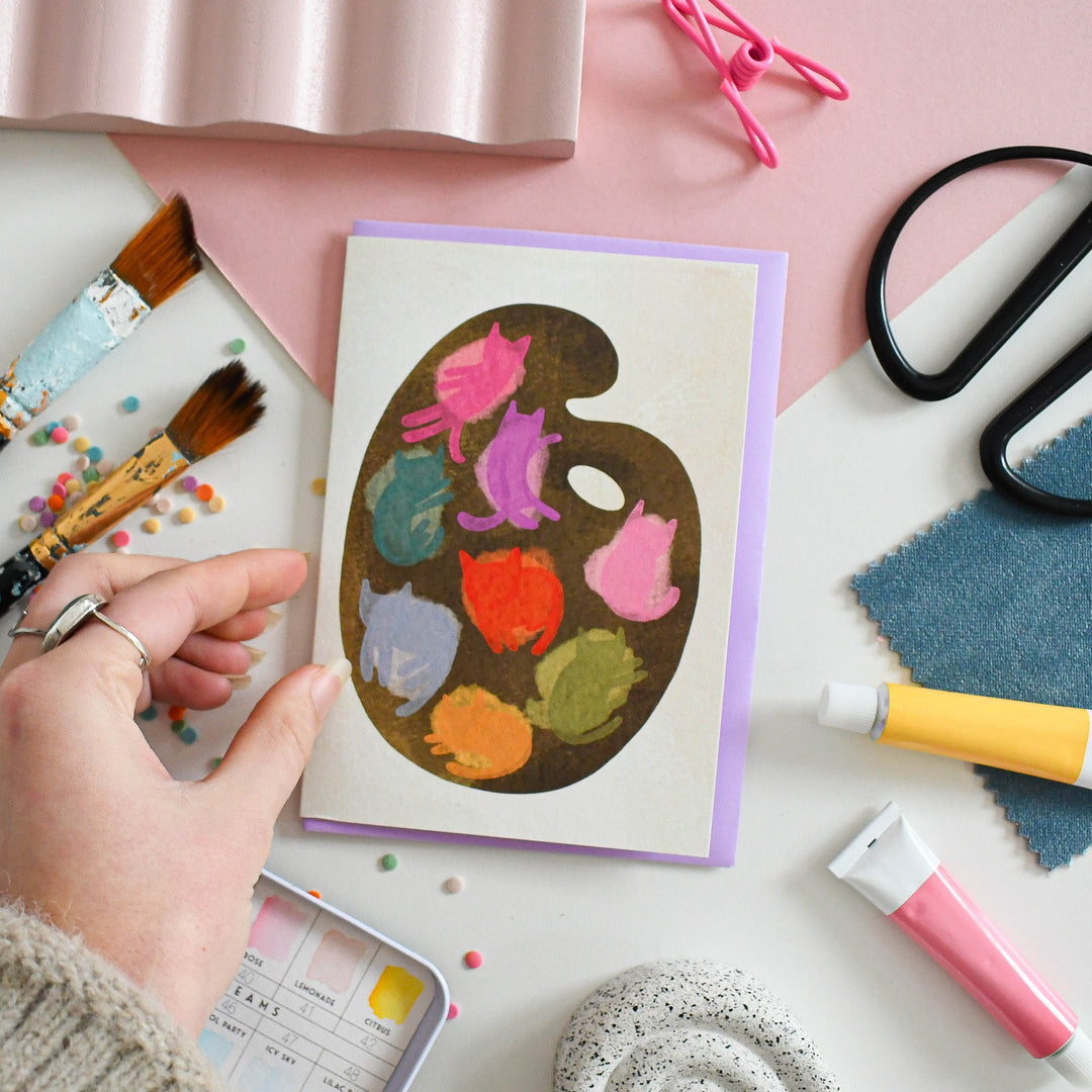 Purr-fect Mix Paint Palette Cat Card