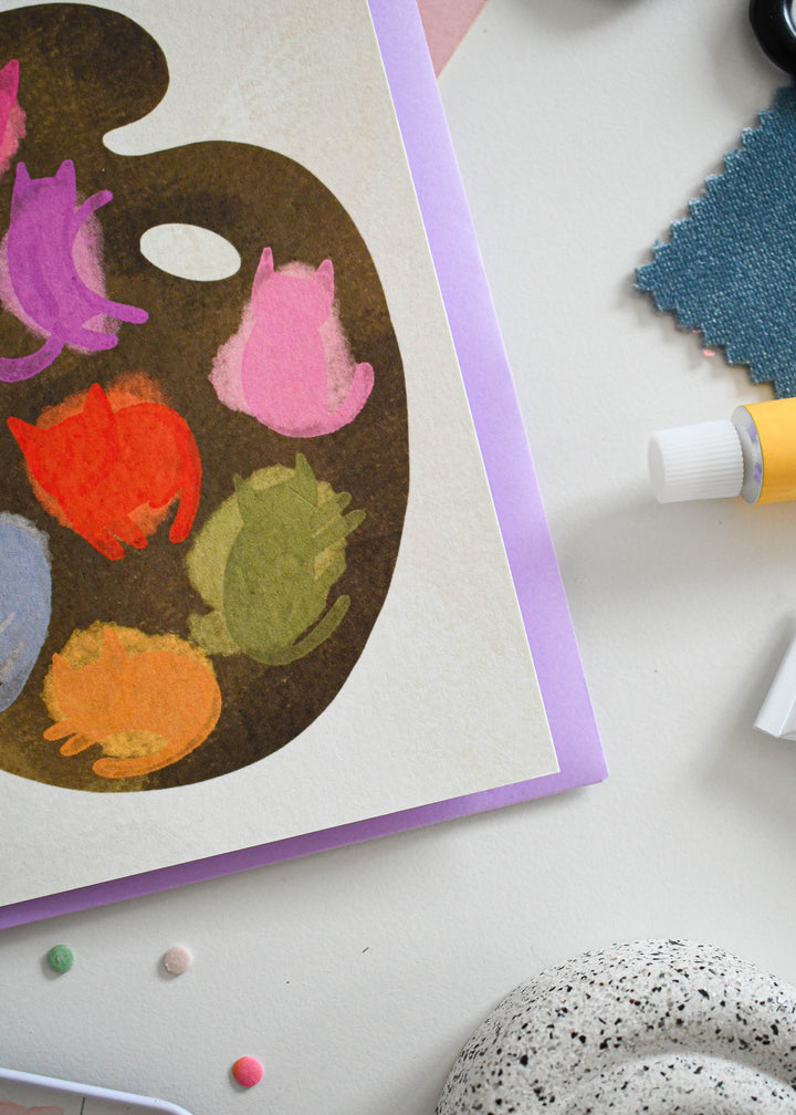 Purr-fect Mix Paint Palette Cat Card