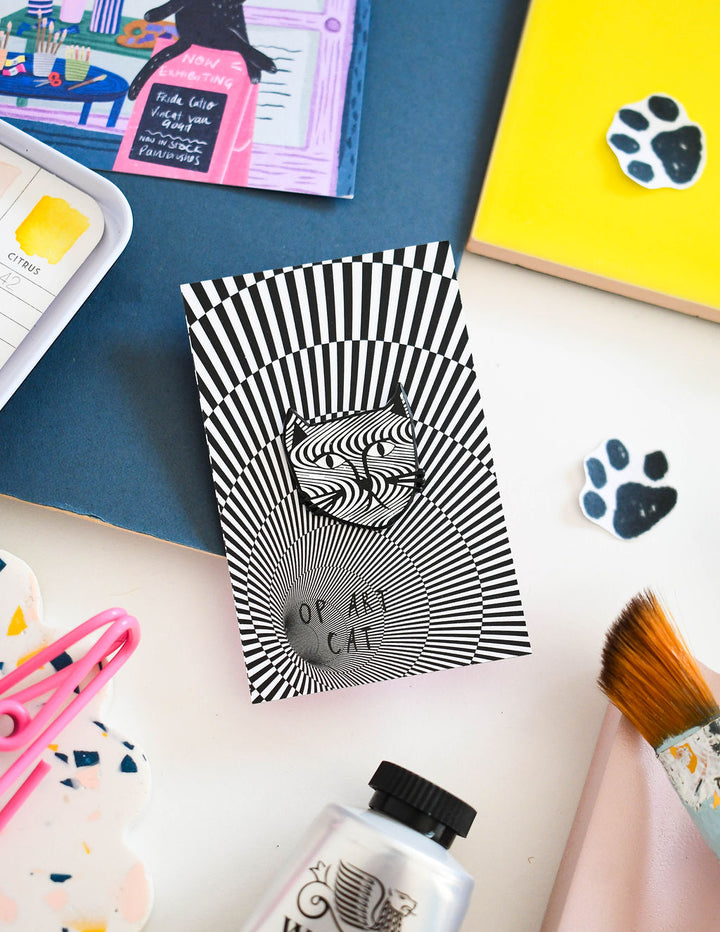Op Art Cat Meowment Pin