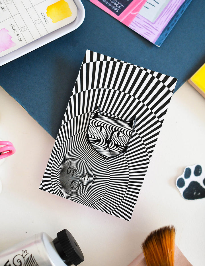 Op Art Cat Meowment Pin