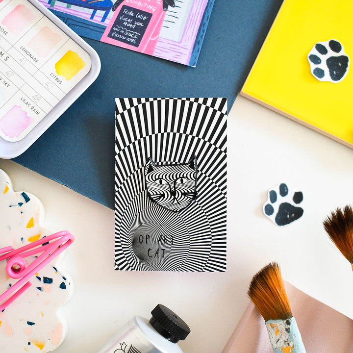 Op Art Cat Meowment Pin