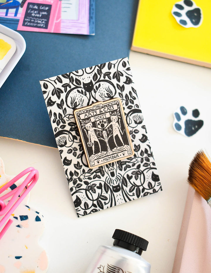Arts & Cats society Wooden Pin Badge