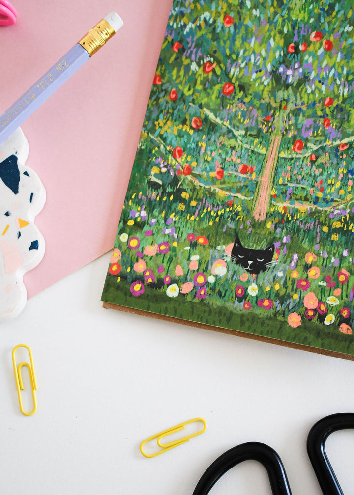 Cat in an Apple Tree Art Card