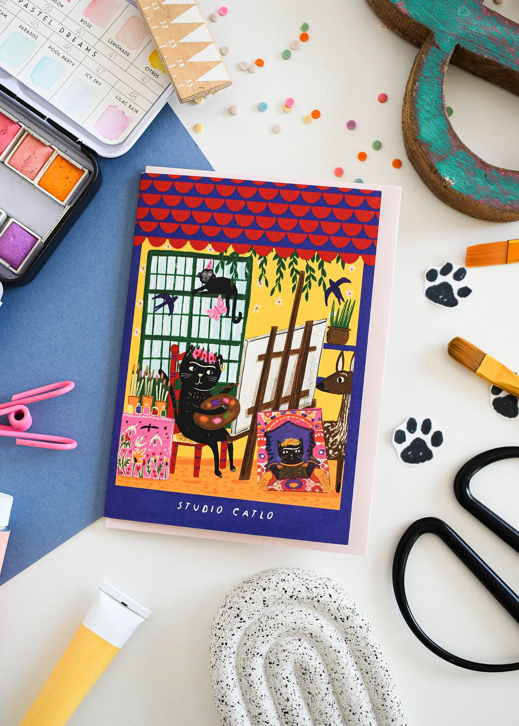 Frida Catlo Studio Cat Card