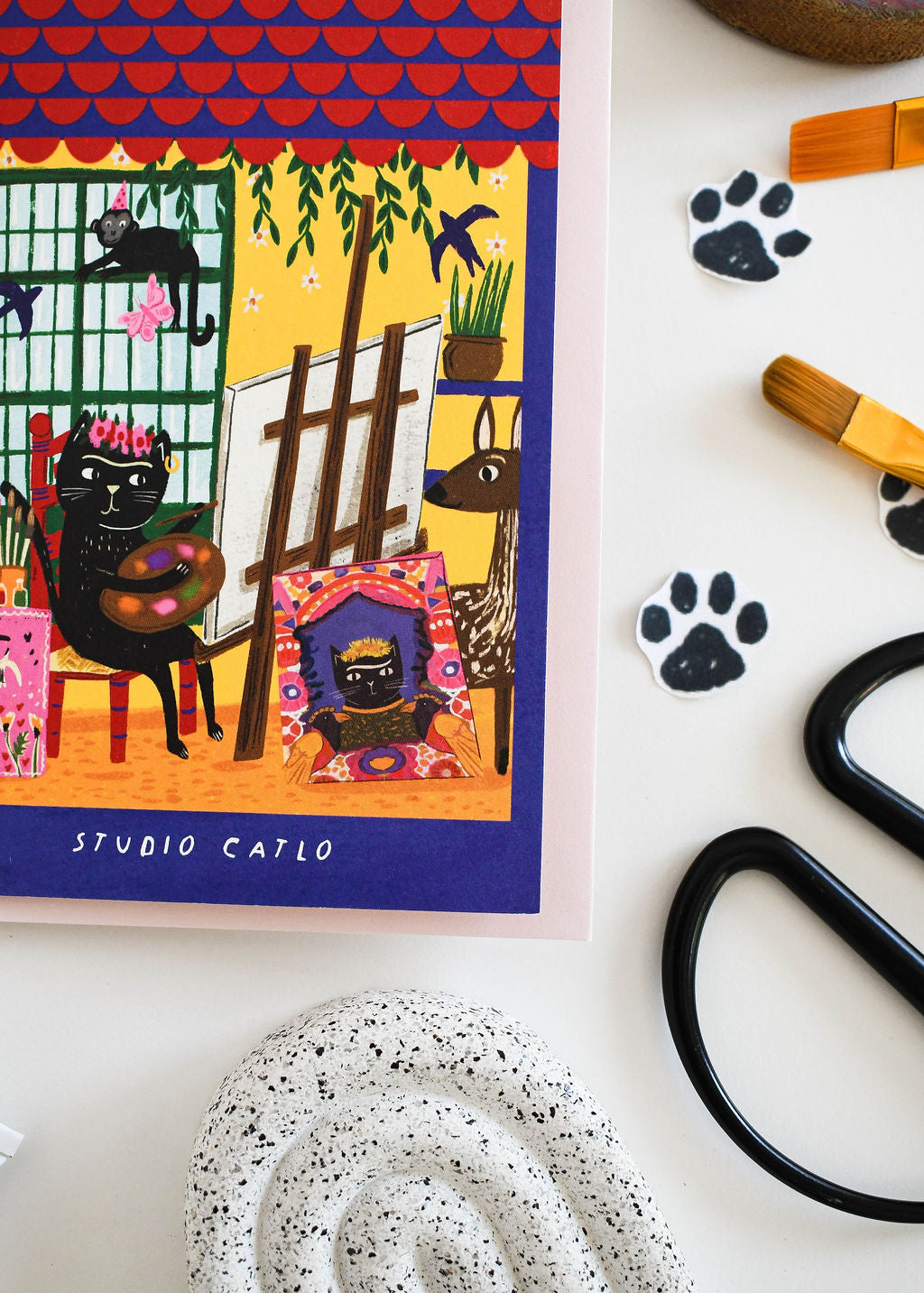 Frida Catlo Studio Cat Card