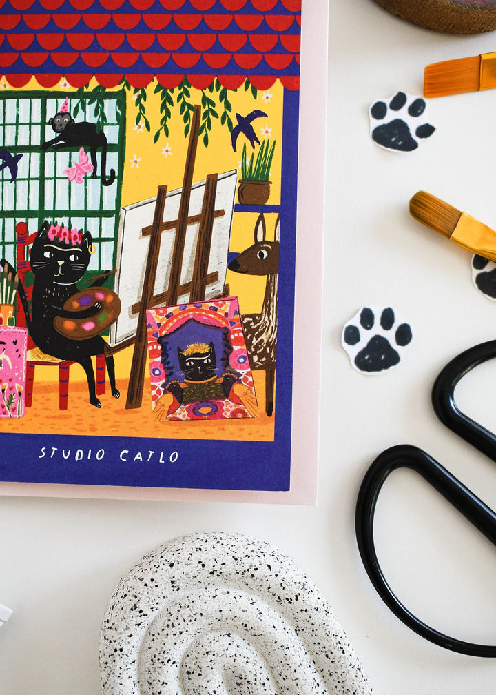 Frida Catlo Studio Cat Card