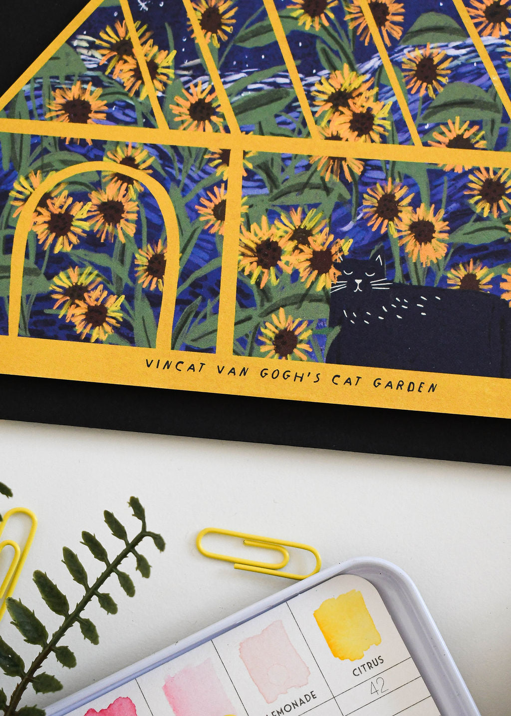 Vincat Van Gogh's Cat Garden Greetings Card