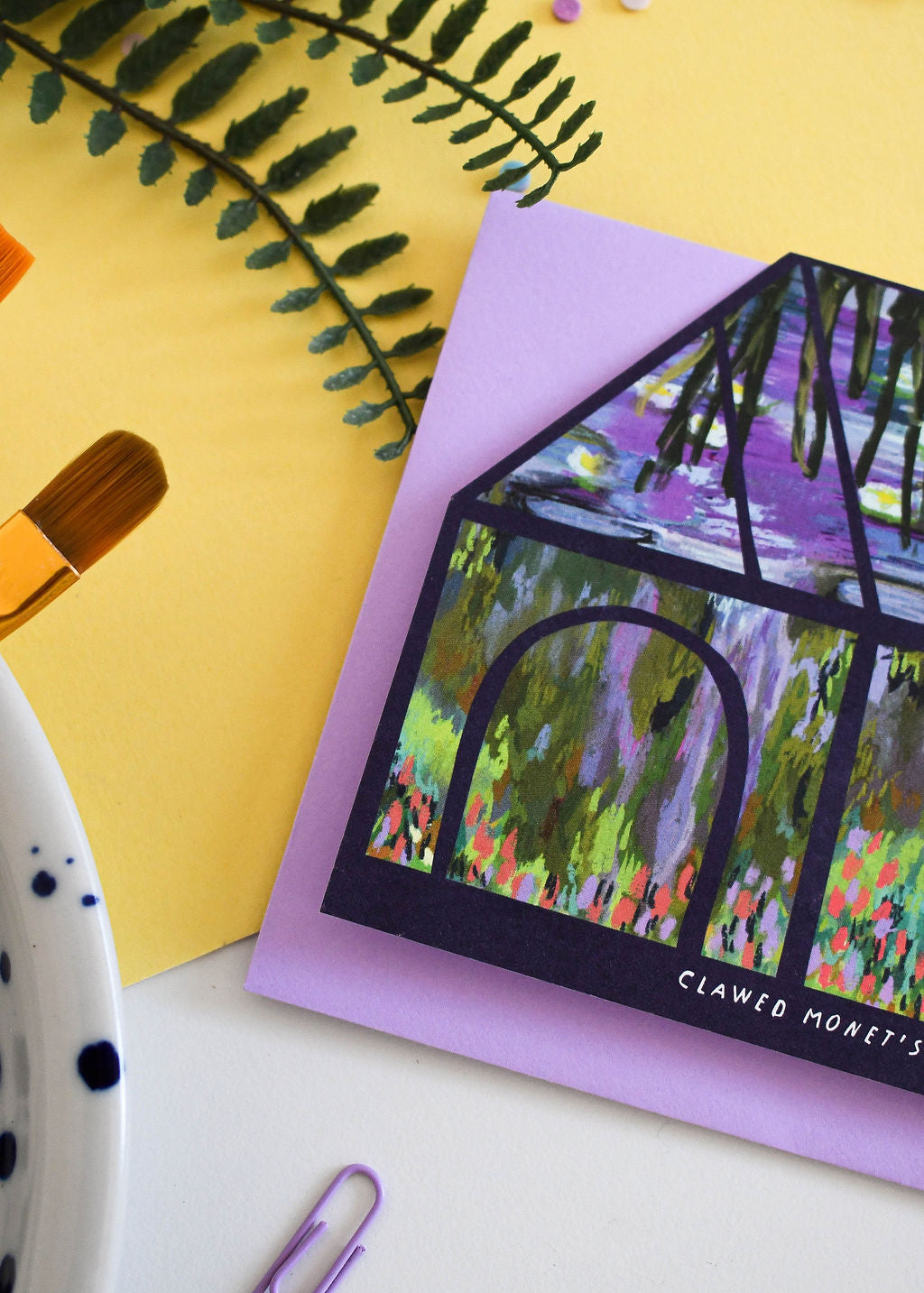 Clawed Monet's Cat Garden Greetings Card