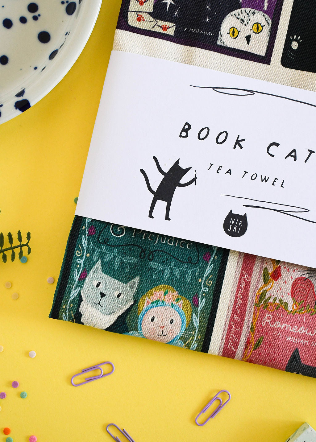Book Cats Tea Towel