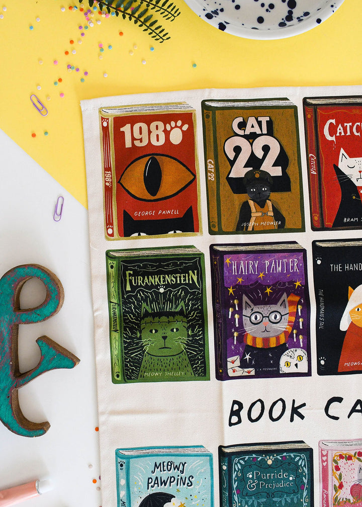 Book Cats Tea Towel