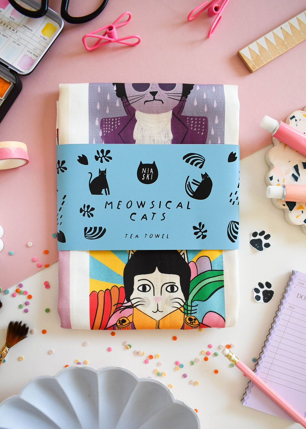 Meowsical Cats Tea Towel