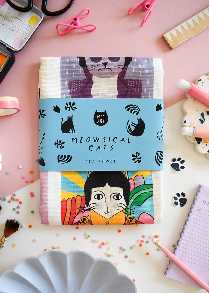 Meowsical Cats Tea Towel
