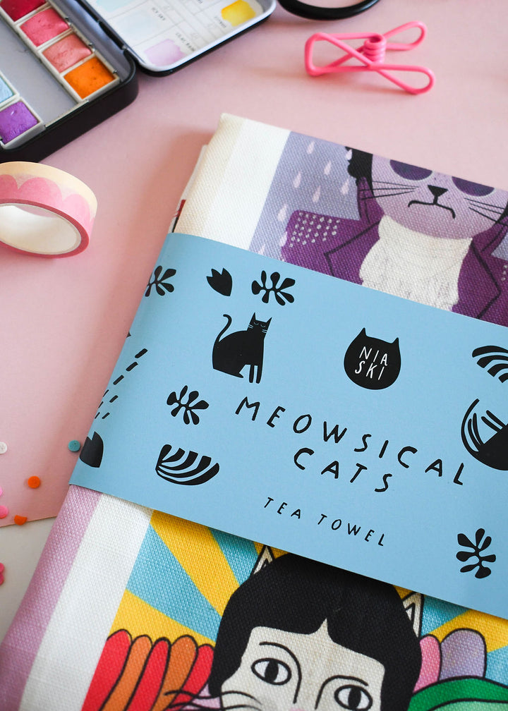 Meowsical Cats Tea Towel