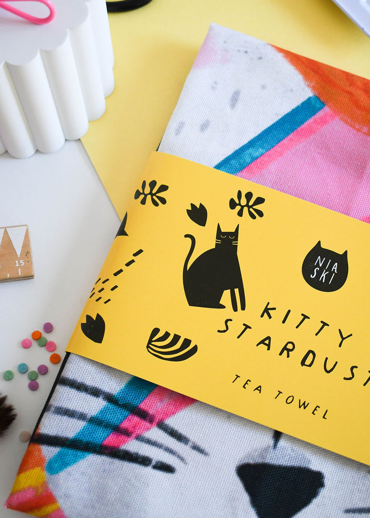 Kitty Stardust Cat Tea Towel