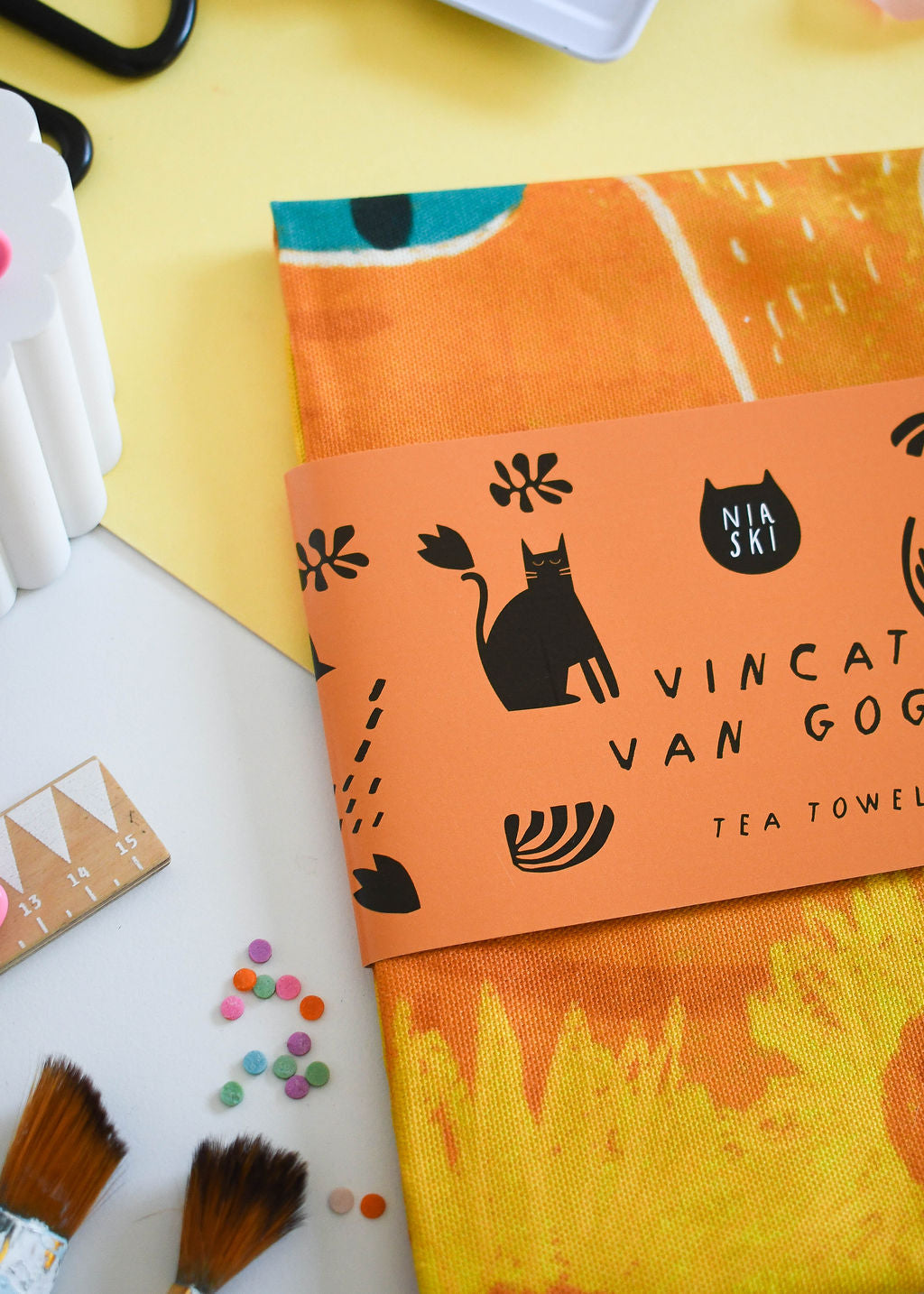 Vincat Van Gogh Cat Tea Towel