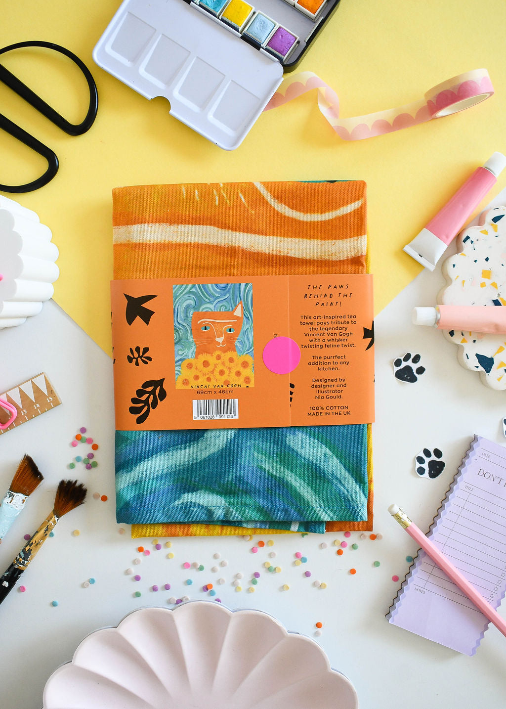 Vincat Van Gogh Cat Tea Towel