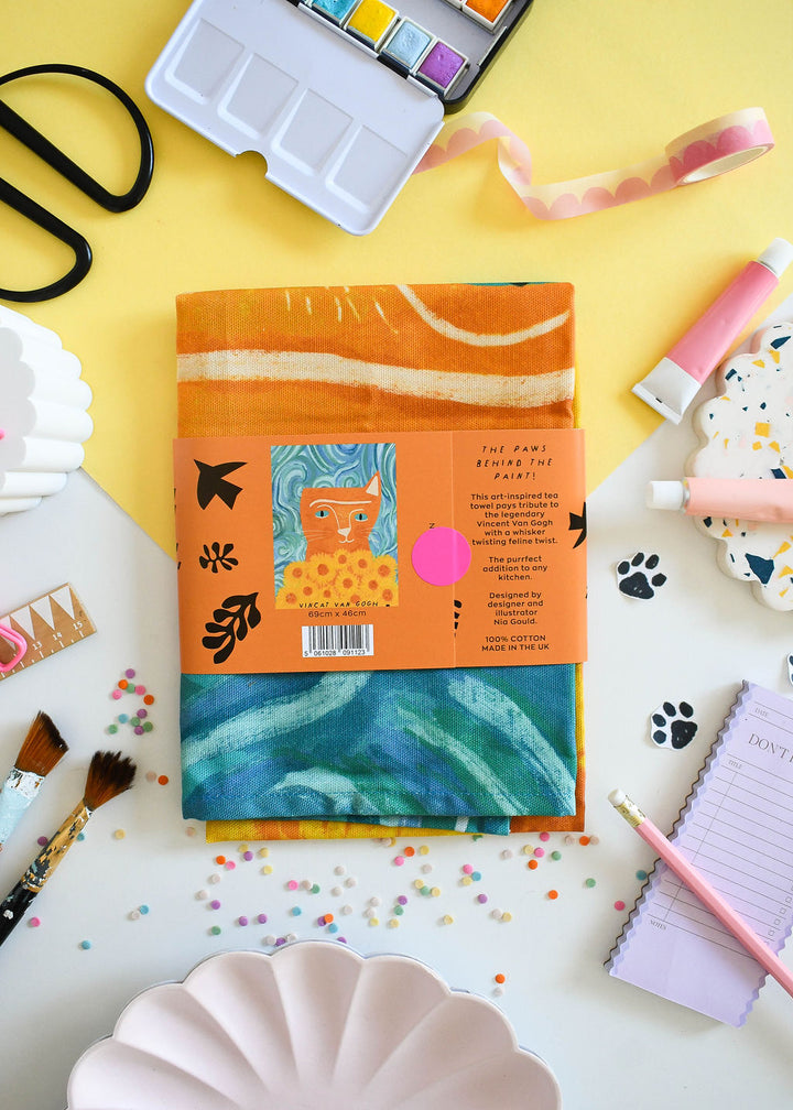 Vincat Van Gogh Cat Tea Towel