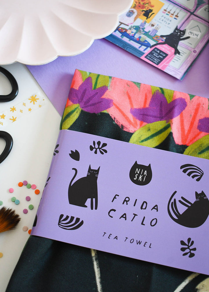Frida Catlo Cat Tea Towel