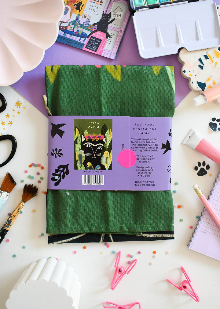 Frida Catlo Cat Tea Towel