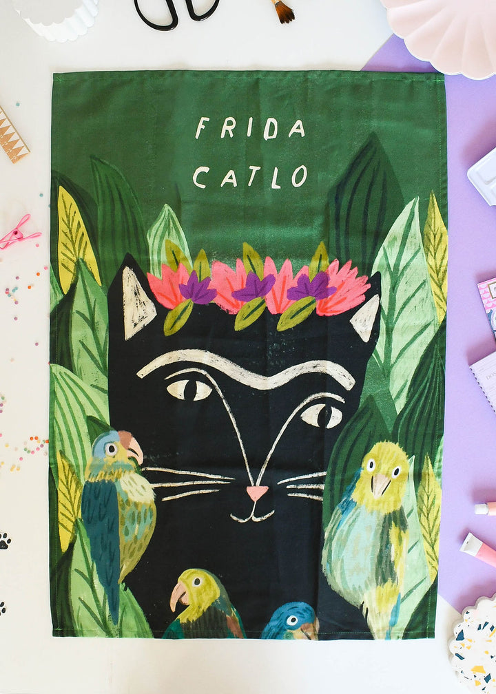 Frida Catlo Cat Tea Towel