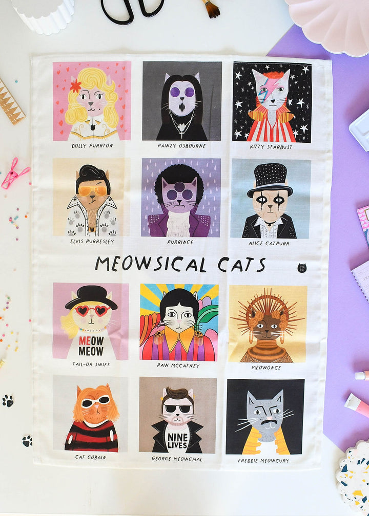 Meowsical Cats Tea Towel