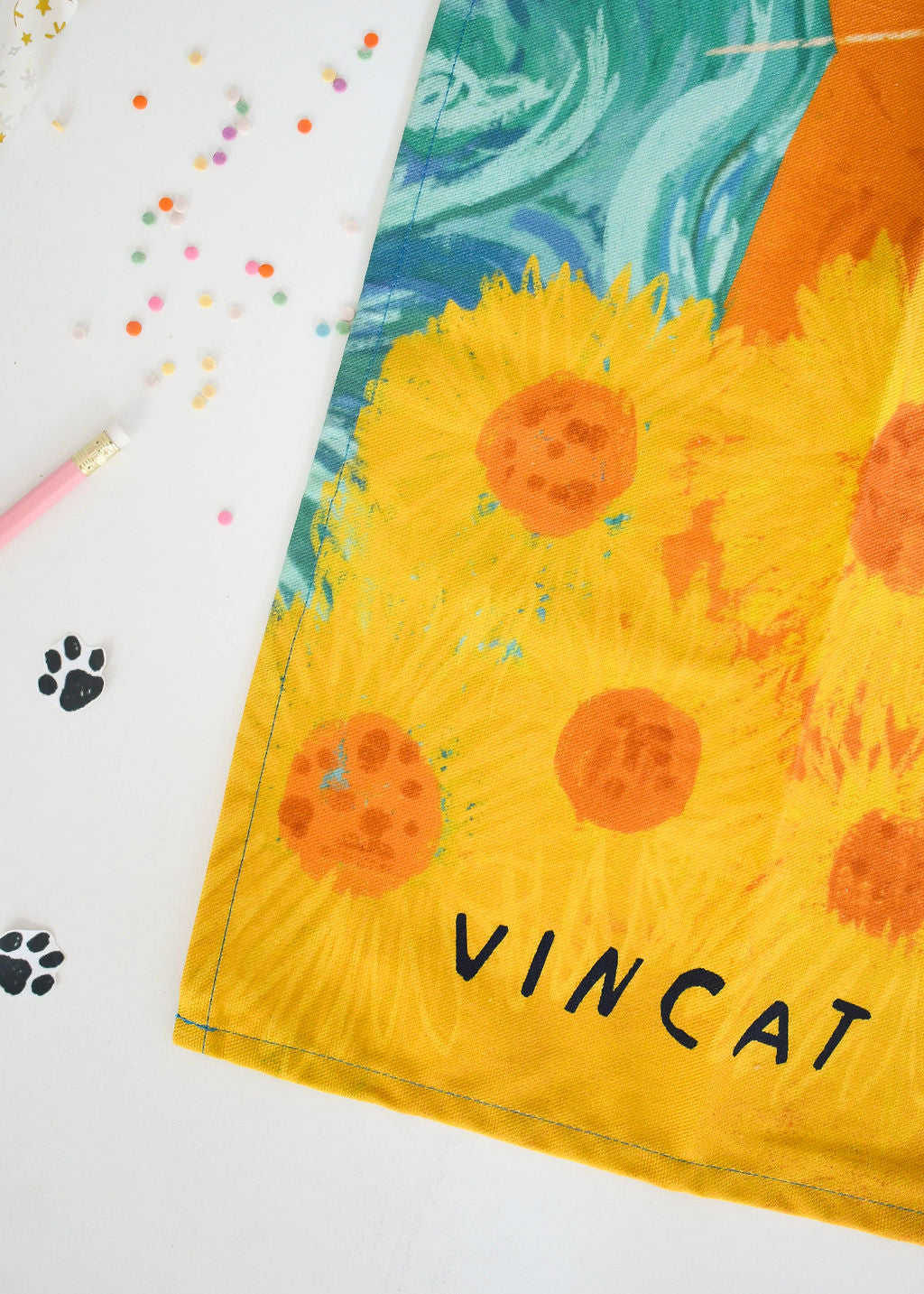 Vincat Van Gogh Cat Tea Towel