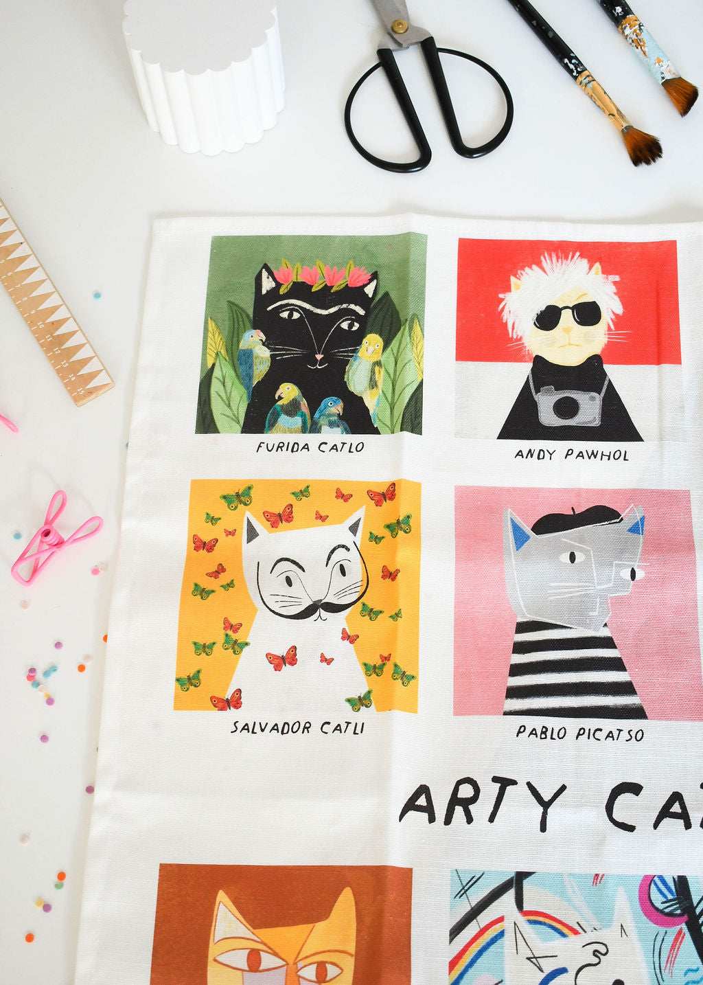 Arty Cats Tea Towel