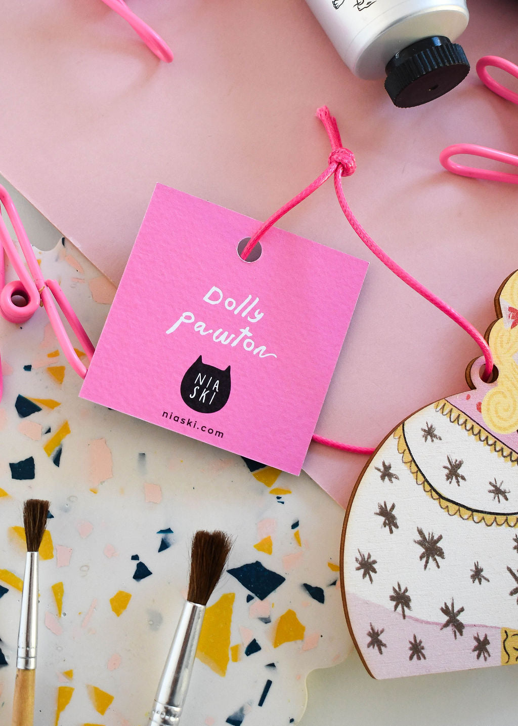 Dolly Pawton Wooden Cat Decoration