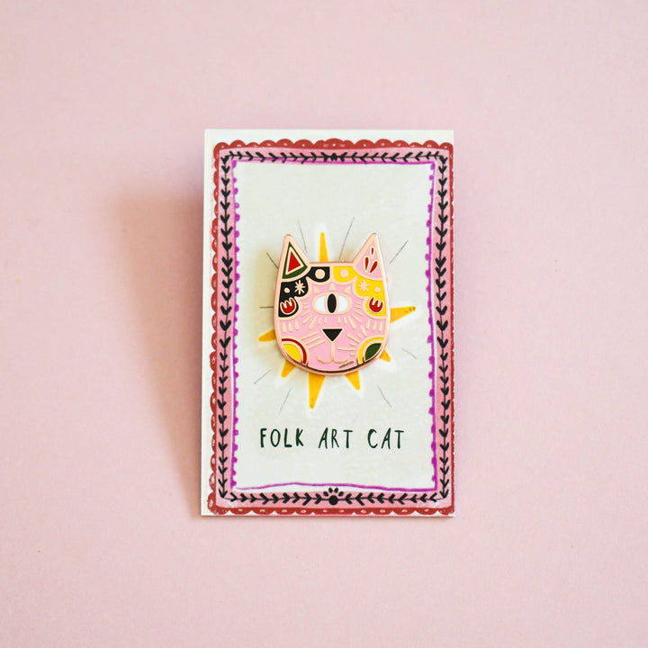 Folk Cat Art Meowment Pin