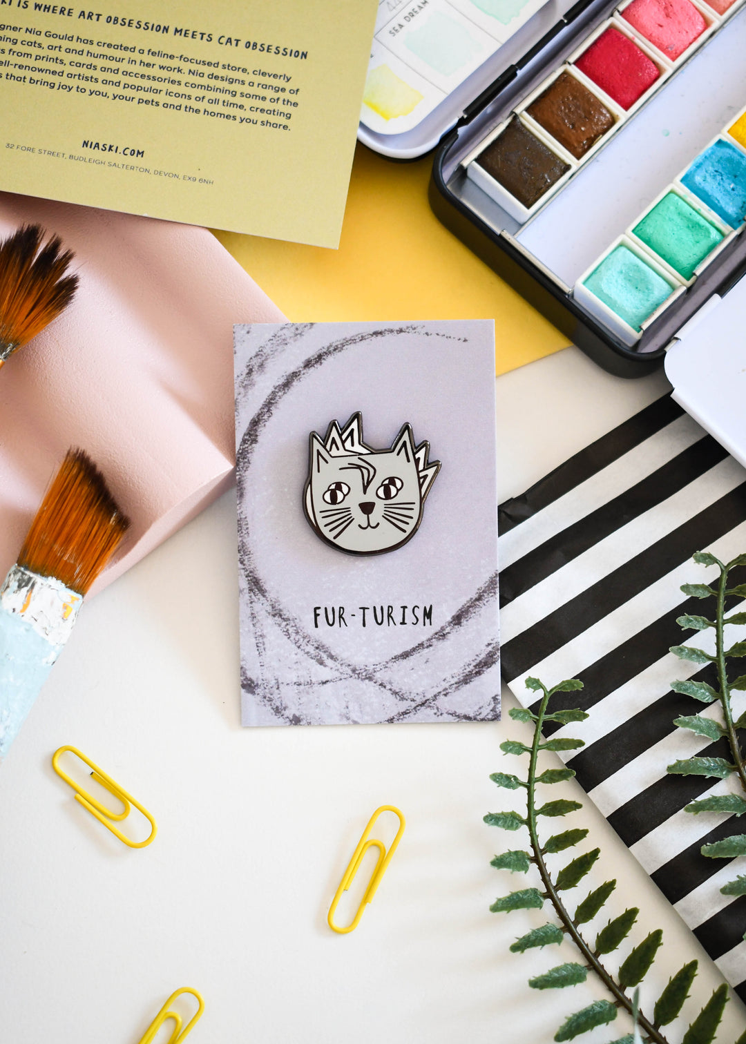 Fur-turism Cat Art Meowment Pin