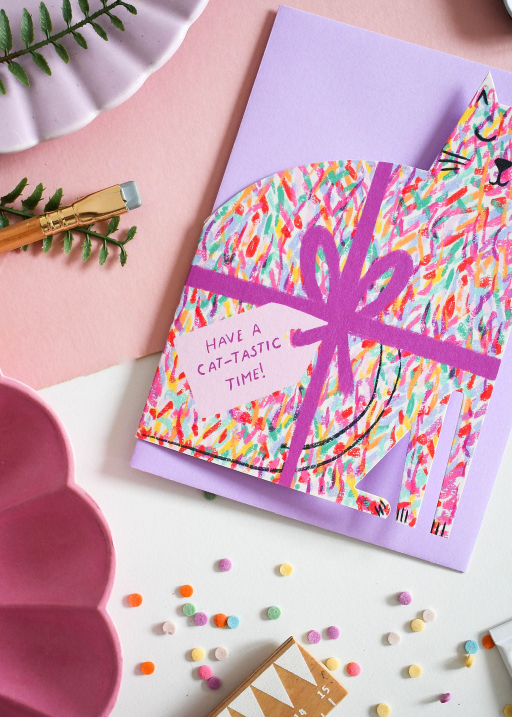 Cat-tastic Cat cut out card