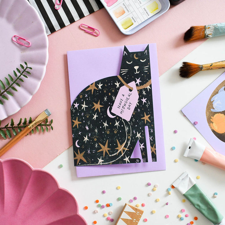 Meowgical Cat cut out card