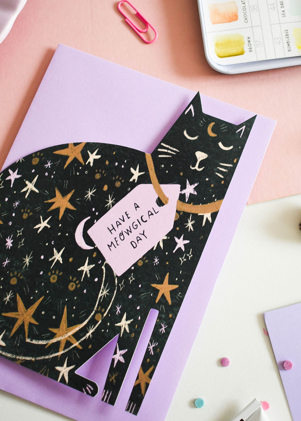 Meowgical Cat cut out card