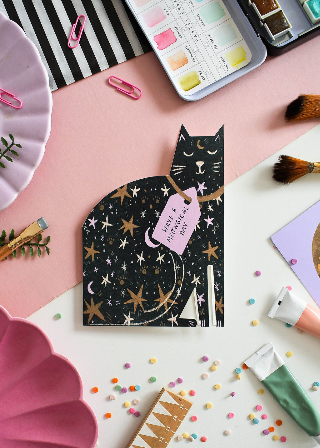 Meowgical Cat cut out card