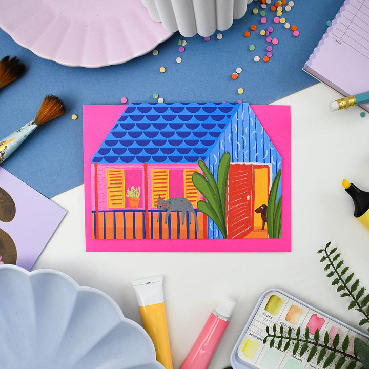 Catney Cat cut out house card