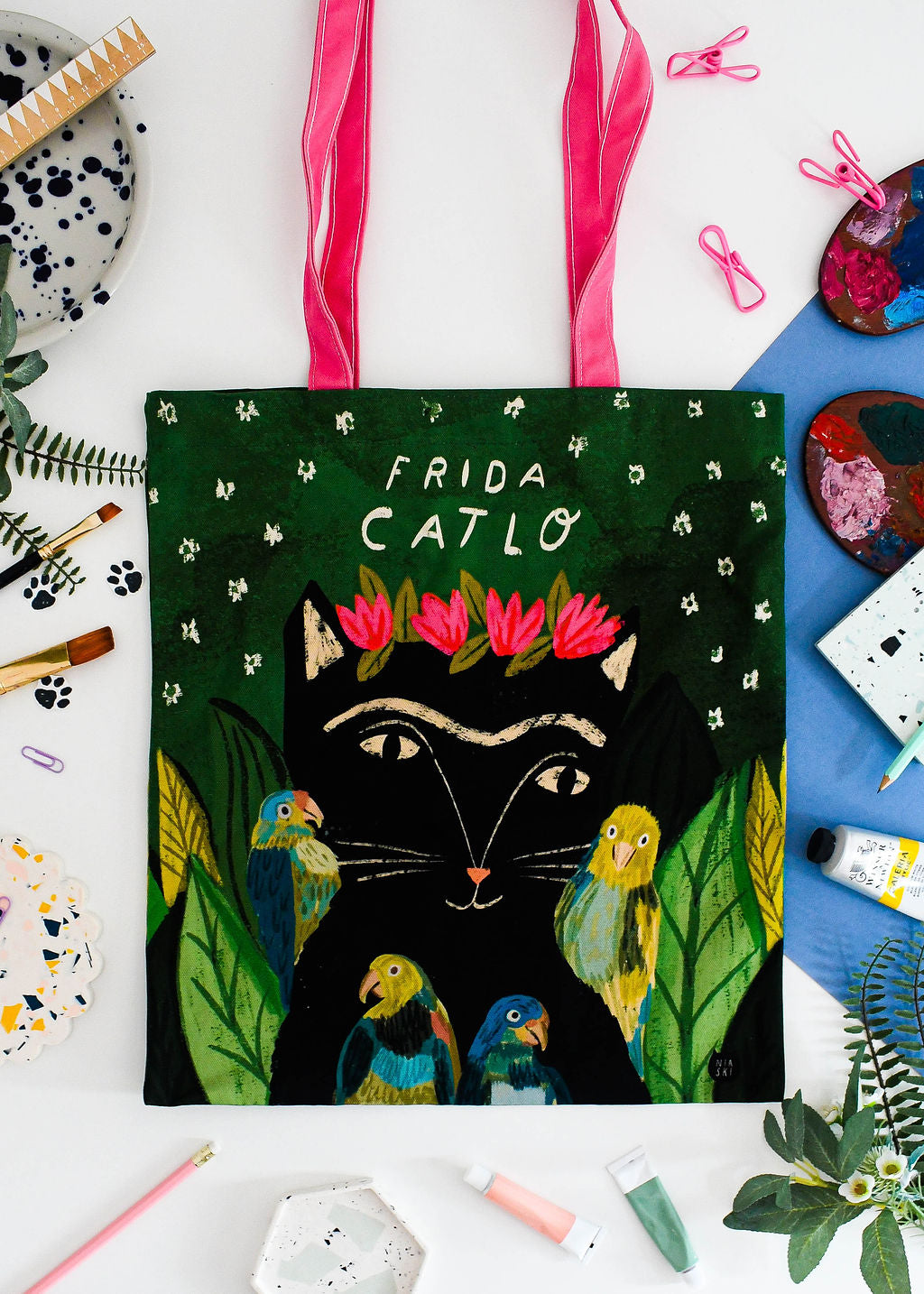 Frida Catlo Cat Tote Bag