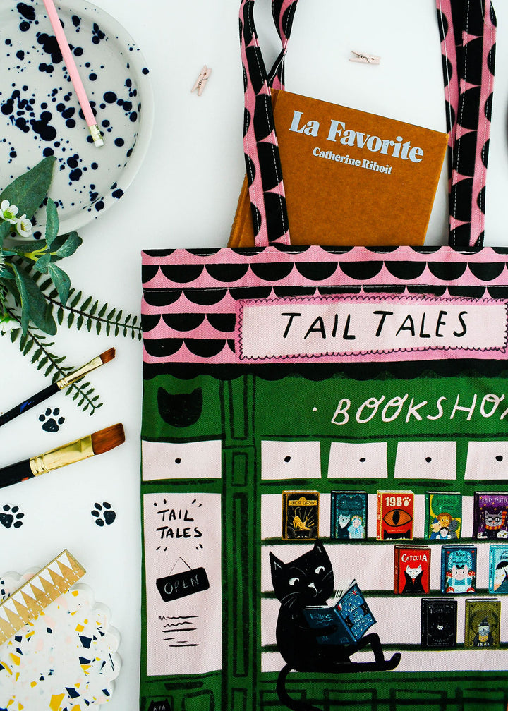 Bookshop Cat Tote Bag