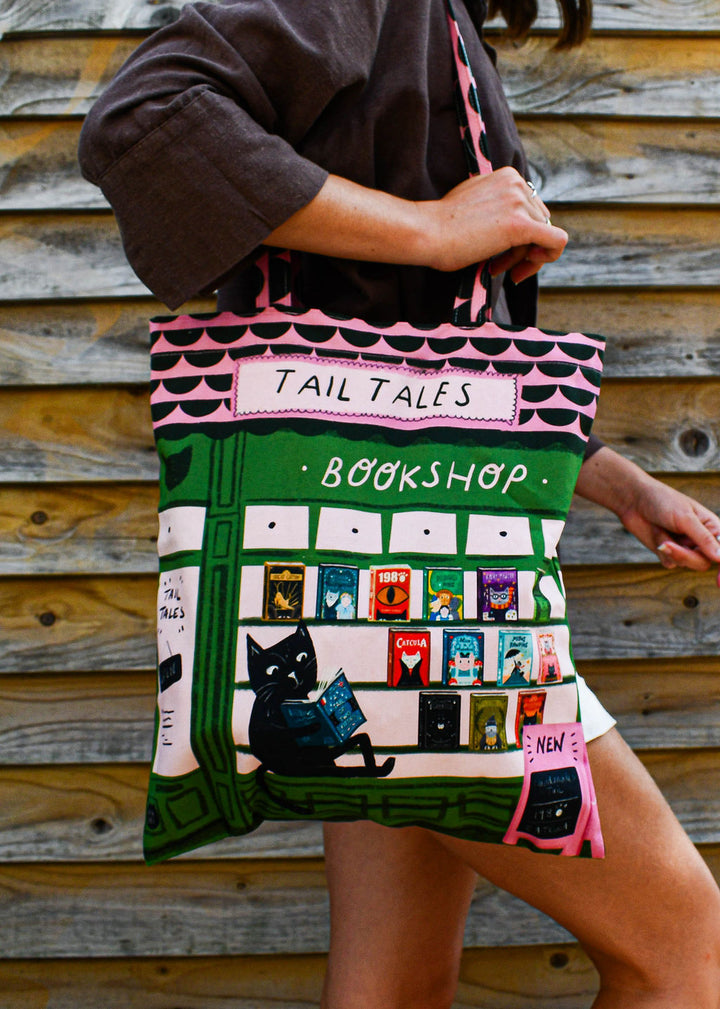 Bookshop Cat Tote Bag