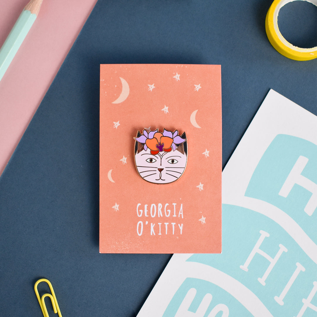 Georgia O’Kitty Cat Artist Pin